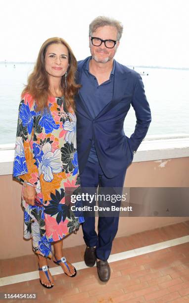 Livia Firth and Colin Firth attend The Green Carpet Fashion Awards lunch, hosted by CNMI and Eco-Age, at Belmond Cipriani Hotel on August 28, 2019 in...