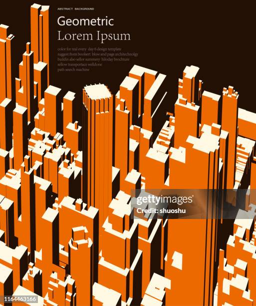 ilustraciones, imágenes clip art, dibujos animados e iconos de stock de abstracto naranja cartel de la estructura de la arquitectura de la ciudad moderna - art production fund