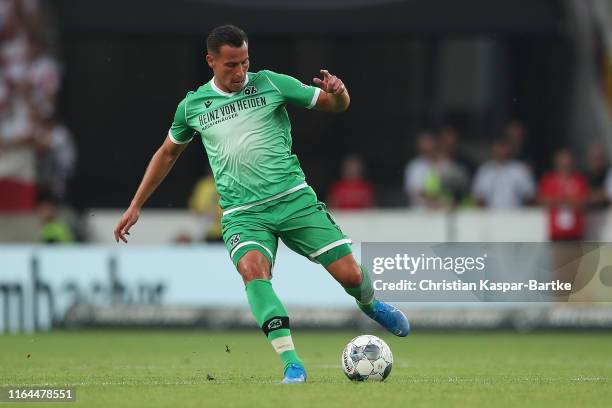 Edgar Prib of Hannover 96 in action the Second Bundesliga match between VfB Stuttgart and Hannover 96 at Mercedes-Benz Arena on July 26, 2019 in...