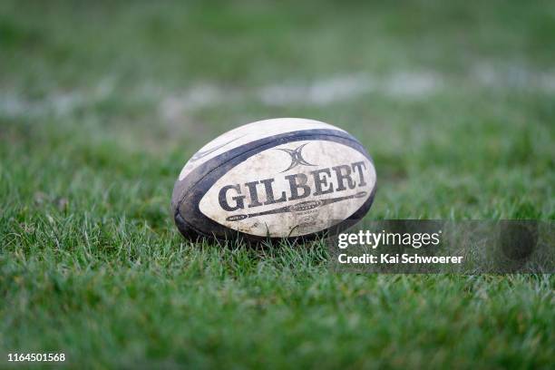 Rugby ball is seen during the UC Championship First XV High School Rugby match between St Andrew's and Christchurch Boys' High School at St Andrew's...