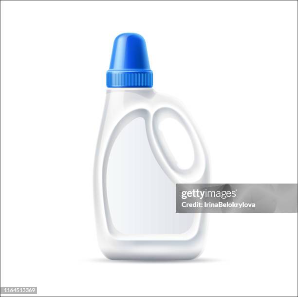 vector 3d laundry detergent bottle blank mockup - fabric softener bottle stock illustrations