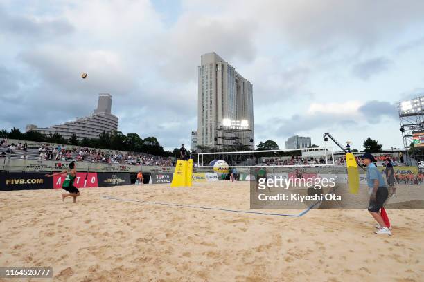 General view during the Men’s semifinal match between Nils Ehlers and Lars Fluggen of Germany and Alison Cerutti and Alvaro Filho of Brazil on day...