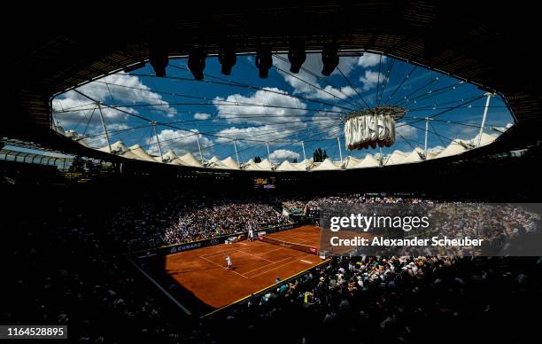 General view during the semifinal match between Alexander Zverev of Germany and Nikoloz Basilashvili of Georgia during the Hamburg Open 2019 at...