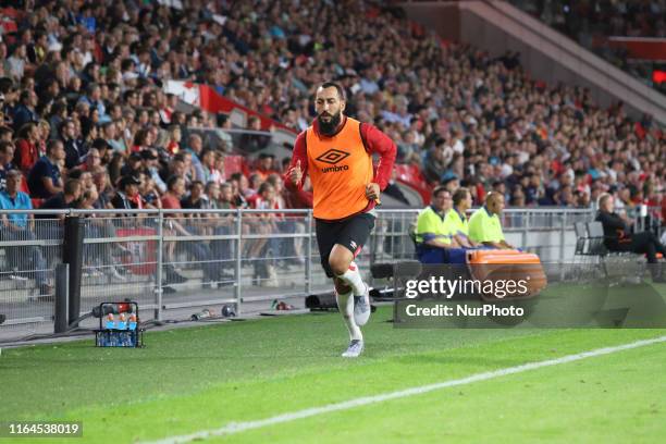 First appearance of Konstantinos Mitroglou, warming up of PSV during the UEFA Europa League play off qualifying first leg match between PSV Eindhoven...