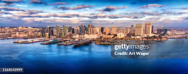 gloomy san diego skyline - san diego skyline stock pictures, royalty-free photos & images