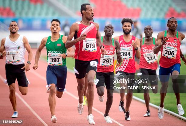 Tunisia's Abdessalem Ayoni competes during the Men's 800m Final at the 12th edition of the "African Games" on August 28, 2019 in Rabat.