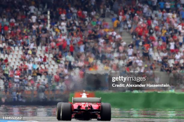 Mick Schumacher of Germany drives the Ferrari F2004 of his father Michael Schumacher on track after final practice for the F1 Grand Prix of Germany...