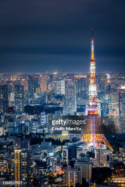 tokyo tower - tokyo night stock pictures, royalty-free photos & images