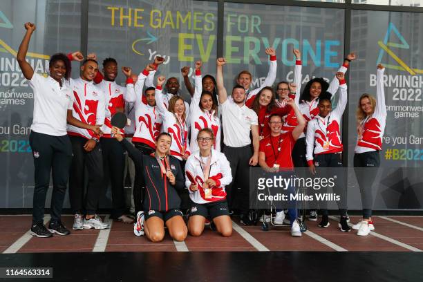 Team England athletes pose during the Birmingham 2022 Commonwealth Games celebrates three-year countdown to 'The Games For Everyone', at Centenary...