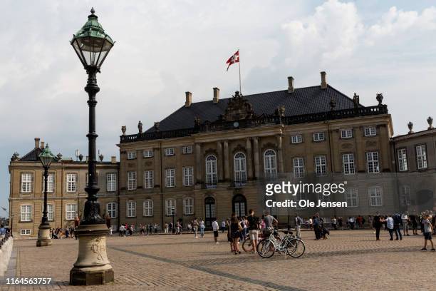 Crown prince Frederik's and Crown Princess Mary's residence, Frederik VIII's palace, at Amalienborg on August 28, 2019 in Copenhagen, Denmark....