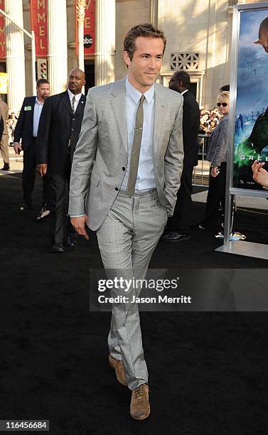 Actor Ryan Reynolds arrives at the premiere of Warner Bros. Pictures' 'Green Lantern' held at Grauman's Chinese Theatre on June 15, 2011 in...