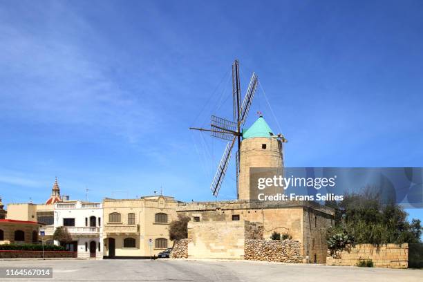 ta’ kola windmill, gozo - gozo malta stock pictures, royalty-free photos & images