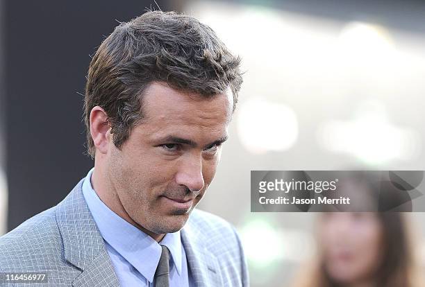 Actor Ryan Reynolds arrives at the premiere of Warner Bros. Pictures' 'Green Lantern' held at Grauman's Chinese Theatre on June 15, 2011 in...