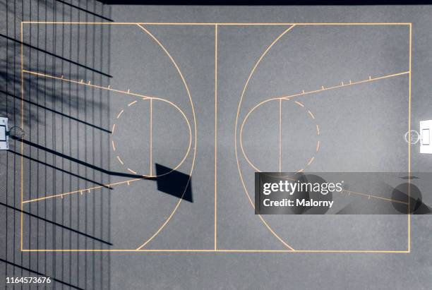 aerial view of a outdoor basketball court. drone view. - streetball stock pictures, royalty-free photos & images