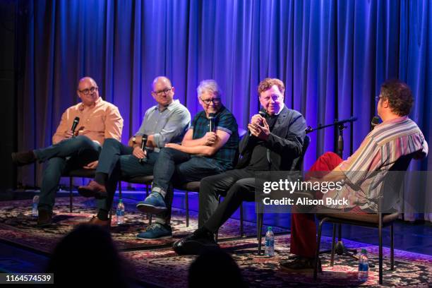 Joshua Mills, Mark Proksch, Dave Foley, Gerald Casale and Pat Thomas speak onstage during Celebrating The Ernie Kovacs Album and Centennial of Ernie...