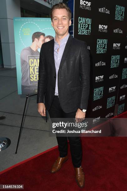 Jake Abel attends the Los Angeles Special Screening of "Can You Keep A Secret?" on August 28, 2019 in Hollywood, California.