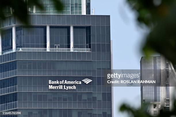The Bank of America Merrill Lynch logo is displayed on a building in Singapore on August 29, 2019.