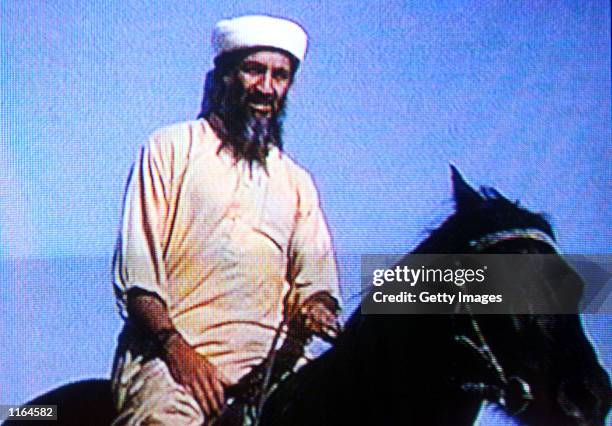 Suspected terrorist Osama bin Laden is seen in this undated photo taken from a television image.