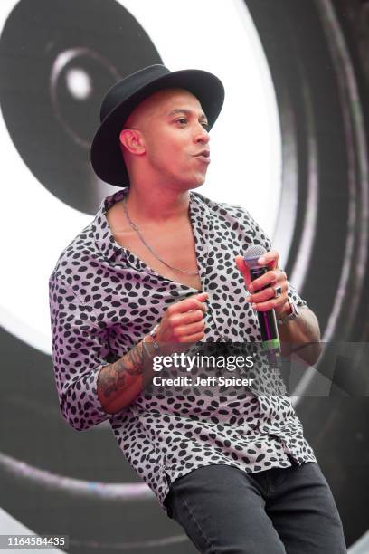 Jade Jones from Damage performs on stage during KISSTORY On The Common 2019 at Streatham Common on July 27, 2019 in London, England.