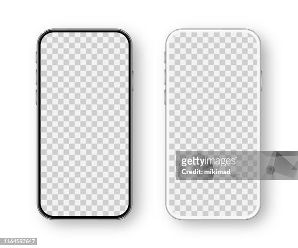 modern white and black smartphone. mobile phone template. telephone. realistic vector illustration of digital devices - smartphone stock illustrations
