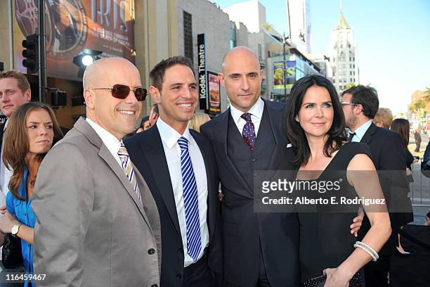 Producers Donald De Line and Greg Berlanti, actor Mark Strong and Liza Marshall arrive at the premiere of Warner Bros. Pictures' "Green Lantern" held...