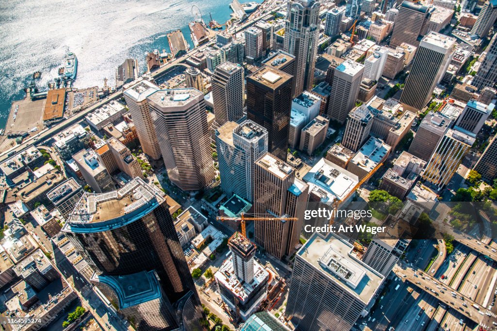 Boven het centrum van Seattle