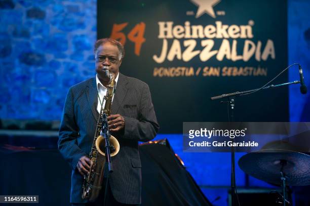 Jazz tenor saxophonist Houston Persons perform onstage during 54th edition of Heineken Jazzaldia Festival on July 27, 2019 in San Sebastian, Spain.