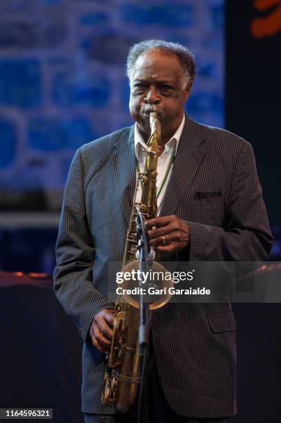 Jazz tenor saxophonist Houston Persons perform onstage during 54th edition of Heineken Jazzaldia Festival on July 27, 2019 in San Sebastian, Spain.