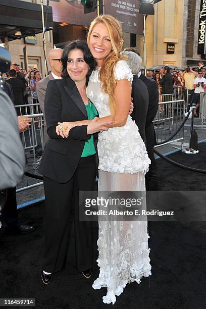 Warner Bros. President of Worldwide Marketing Sue Kroll and actress Blake Lively arrive at the premiere of Warner Bros. Pictures' "Green Lantern"...