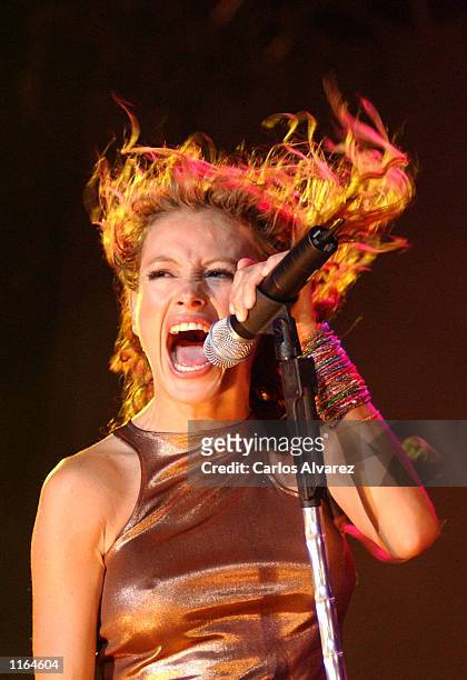 Mexican singer Paulina Rubio performs in concert September 20, 2001 in Madrid's Plaza de las Ventas.