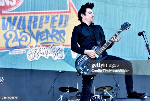 Justin Sane of Anti-Flag performs during the Vans Warped Tour 25th Anniversary on July 20, 2019 in Mountain View, California.