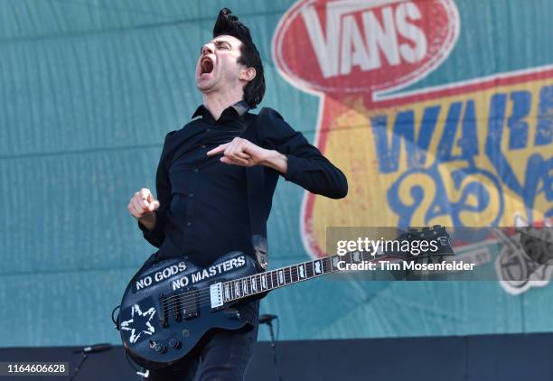 Justin Sane of Anti-Flag performs during the Vans Warped Tour 25th Anniversary on July 20, 2019 in Mountain View, California.
