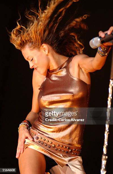 Mexican singer Paulina Rubio performs in concert September 20, 2001 in Madrid's Plaza de las Ventas.