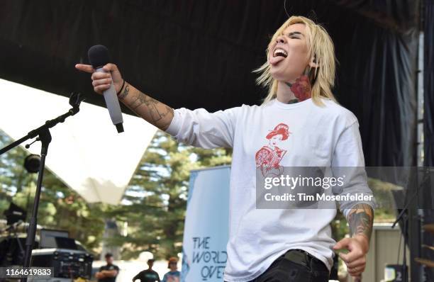 Tiaday Ball of The World Over performs during the Vans Warped Tour 25th Anniversary on July 20, 2019 in Mountain View, California.