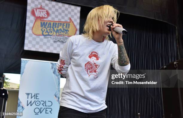 Tiaday Ball of The World Over performs during the Vans Warped Tour 25th Anniversary on July 20, 2019 in Mountain View, California.