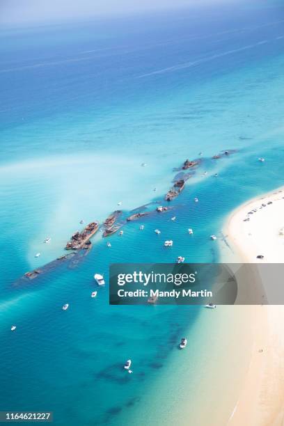 aerial view of shipwrecks - byron bay imagens e fotografias de stock