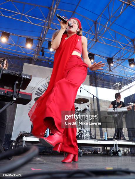Maggie Rogers performs during day two of the 2019 Newport Folk Festival at Fort Adams State Park on July 27, 2019 in Newport, Rhode Island.