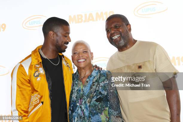 Michael B. Jordan with his parents, Donna Jordan and Michael A. Jordan attend the Lupus LA presents - 3rd Annual MBJAM19 held at Dave & Busters on...