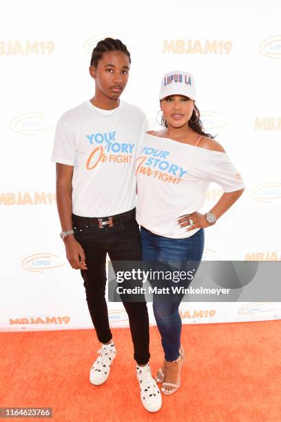 Diezel Ky Braxton-Lewis and Toni Braxton attend the 3rd annual MBJAM19 presented by Michael B. Jordan and Lupus LA at Dave & Busters on July 27, 2019...