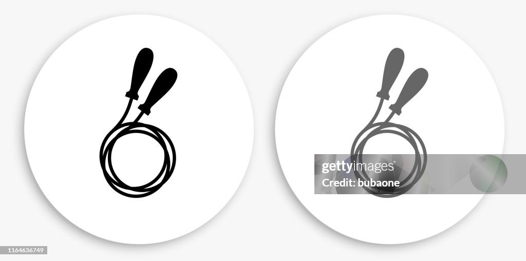 Jump Rope Black and White Round Icon