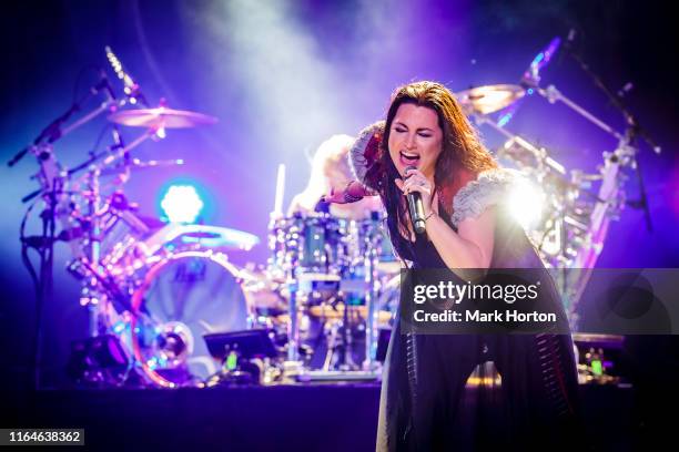 Singer Amy Lee of Evanescence performs at Heavy Montreal at Parc Jean-Drapeau on July 27, 2019 in Montreal, Canada.