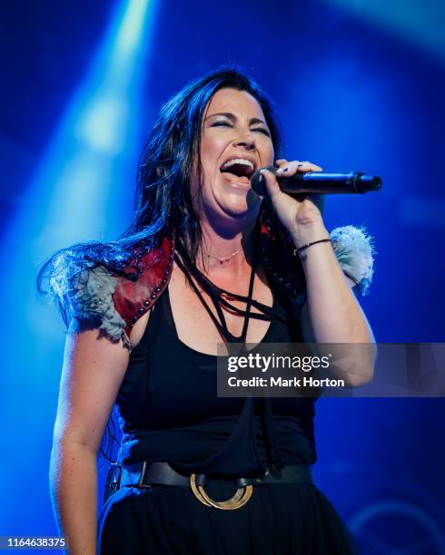 Singer Amy Lee of Evanescence performs at Heavy Montreal at Parc Jean-Drapeau on July 27, 2019 in Montreal, Canada.