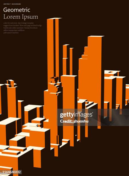 3d model modern city geometric cube pattern background - box mockup stock illustrations