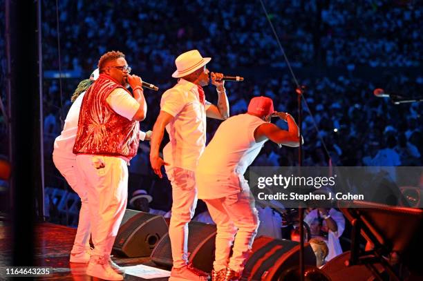 Blackstreet feat. Teddy Riley & Dave Hollister perform during the 2019 Cincinnati Music Festival at Paul Brown Stadium on July 27, 2019 in...