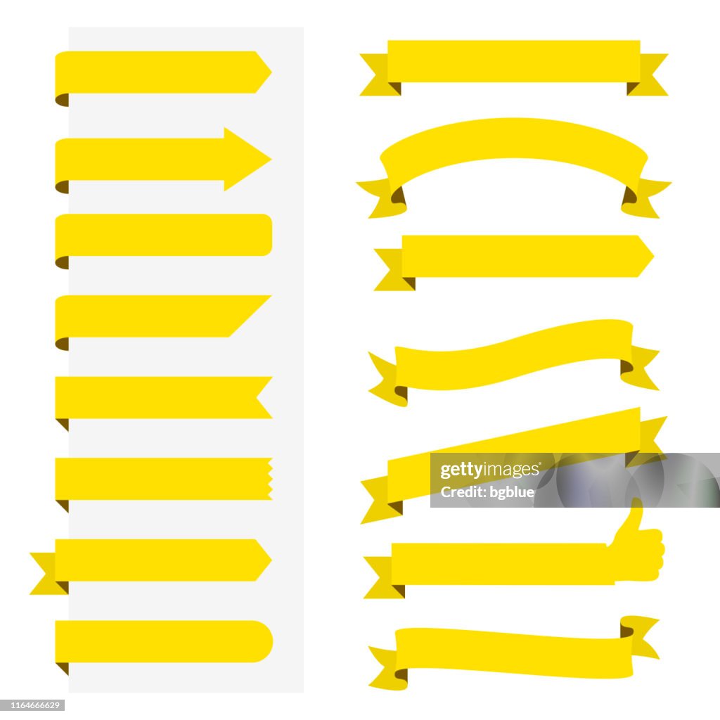Yellow Ribbons Pattern Set Of Yellow Ribbons Banners Design Elements On White Background High ...