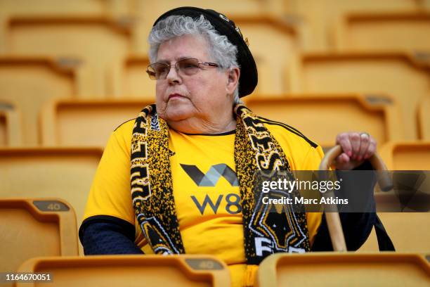 Wolves fan looks on during the UEFA Europa League Play-Off: Second Leg between Wolverhampton Wanderers and Torino at Molineux on August 29, 2019 in...