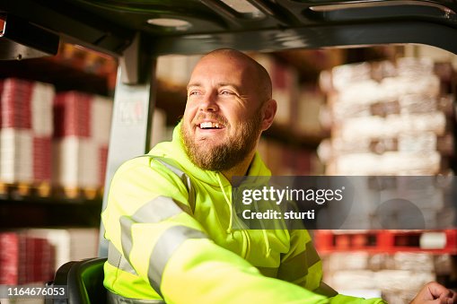 Happy warehouse driver Happy warehouse driver