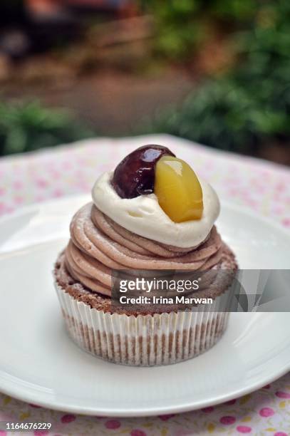 mont blanc cake - chestnut cream cake - whip cream cake - fotografias e filmes do acervo