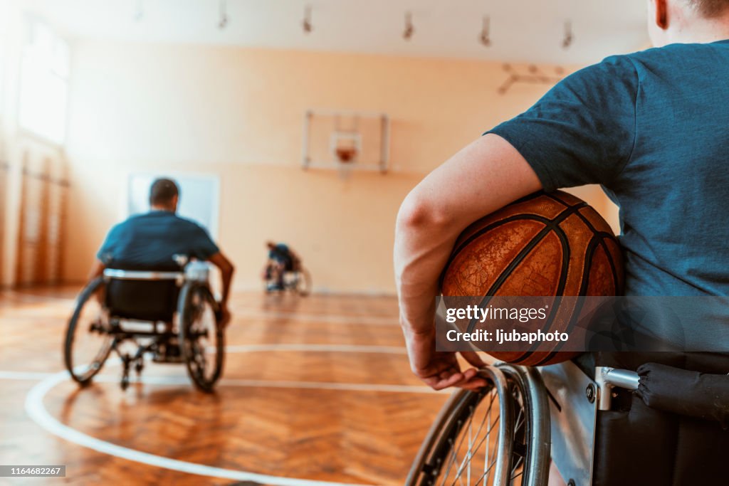 Disabled basketball player on wheelchair