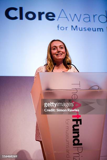 Host Cerrie Burnell speaks as Director of British Museum Neil MacGregor wins the prize in recognition of innovative and inspiring public programme...